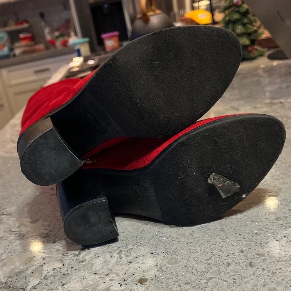 Red Suede Over-the-Knee Boots Size 6.5